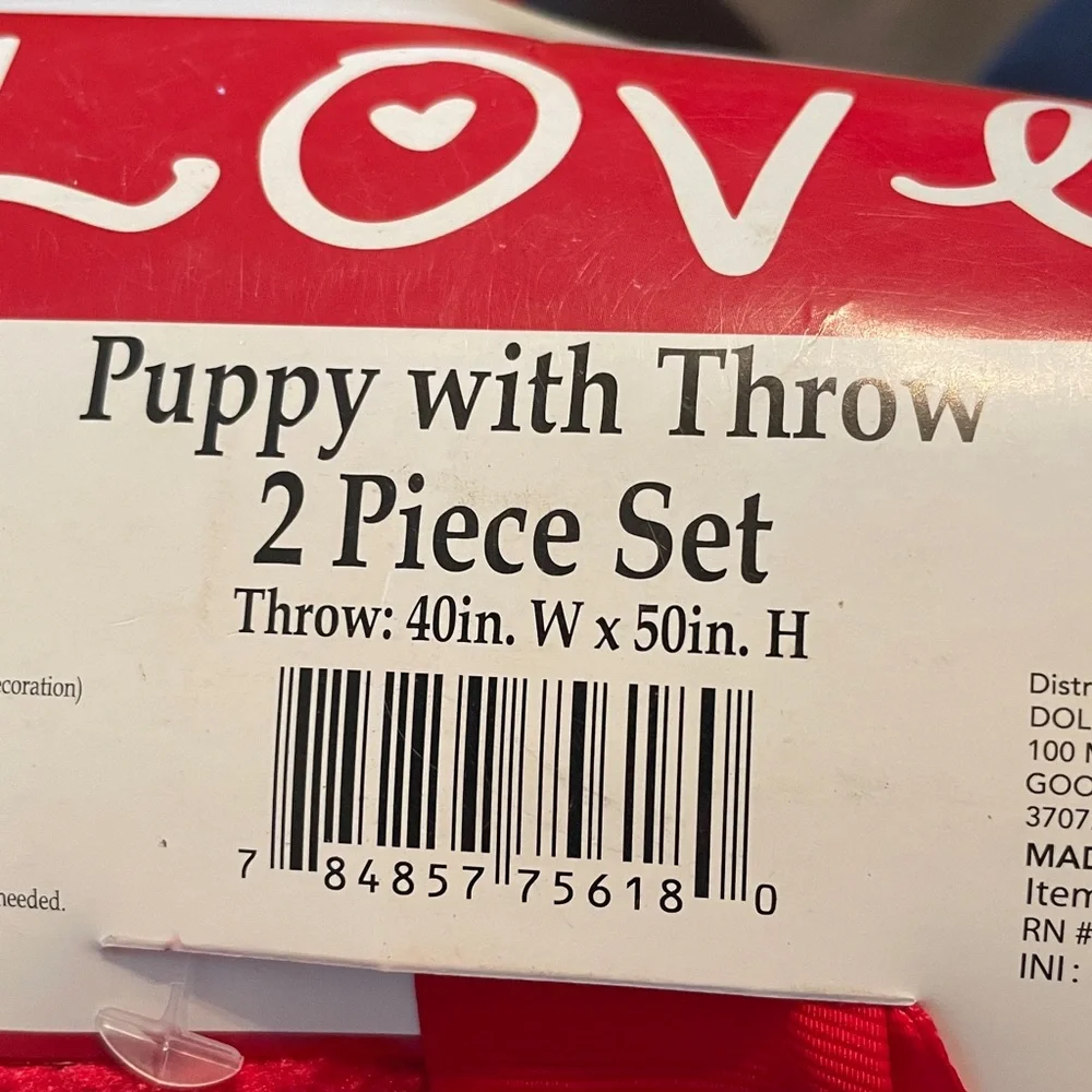 Puppy with throw two piece set NWT